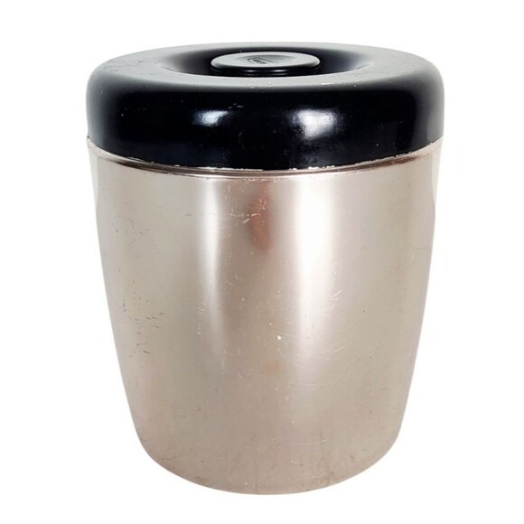 Vintage MCM 60s West Bend Metallic Silver Aluminum TEA Lidded Canister - Picture 2 of 9